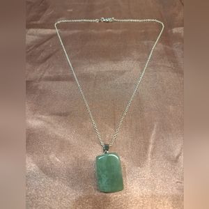 Energy stone necklace, handmade, green, sterling silver chain